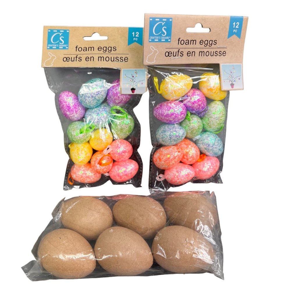 Easter Foam Paper Mache Eggs Decorations Ready to Finish Ornaments NIP